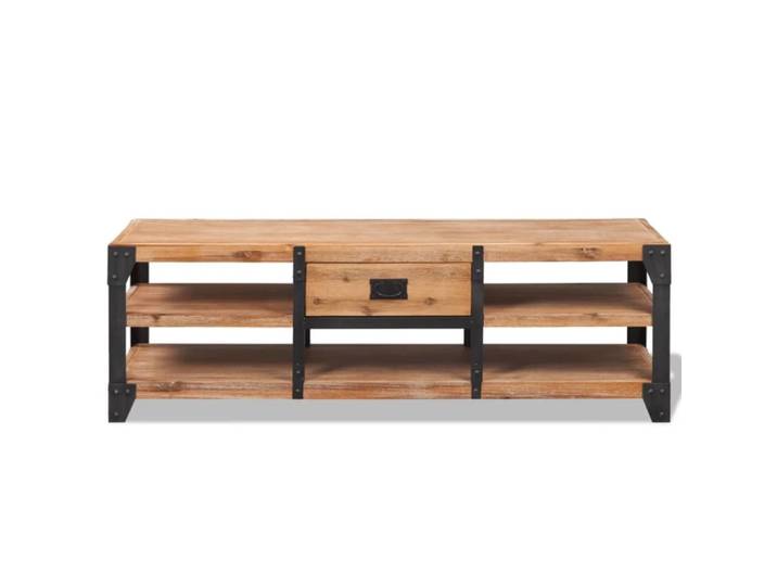 Meuble tv bois noir 140x40x45 cm