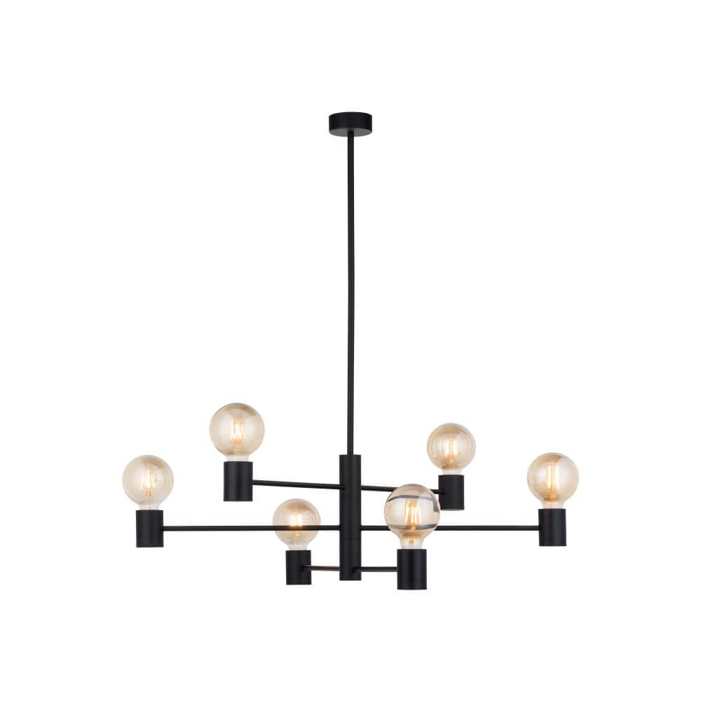 Lyora Zwarte hanglamp Radius 6-lichts
