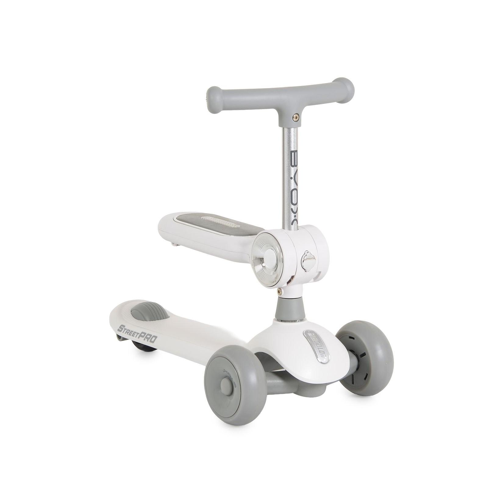 Byox Kinderroller StreetPro 2in1 Laufrad PU-Rollen Musik Licht höhenverstellbar grau