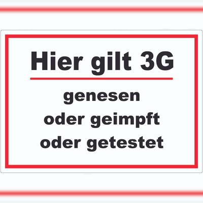 HB-Druck Hier gilt 3G Hinweis Aufkleber mit Text A4 (210x297mm)