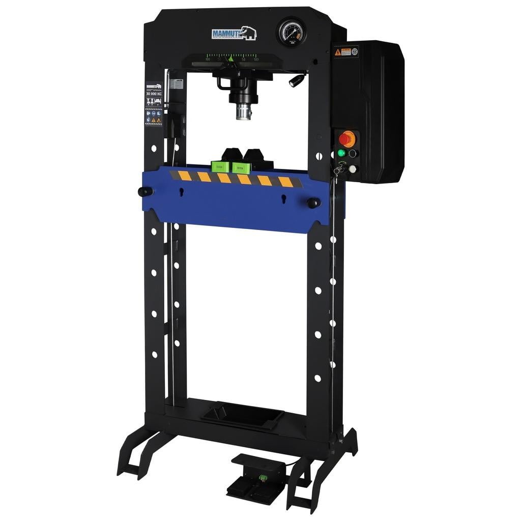 DeTec Werkplaatspers 12 ton blauw – hydraulische pers met handpomp en manometer