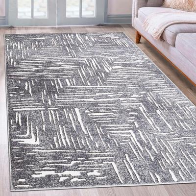 Teppich OTTO HOME "Navid" Gr. 1, grau, B:60cm H:9mm L:90cm, Kunstfaser, Teppiche, Teppich, Kurzflor, Hoch-Tief-Struktur, 3D-Design, modern, pflegeleicht
