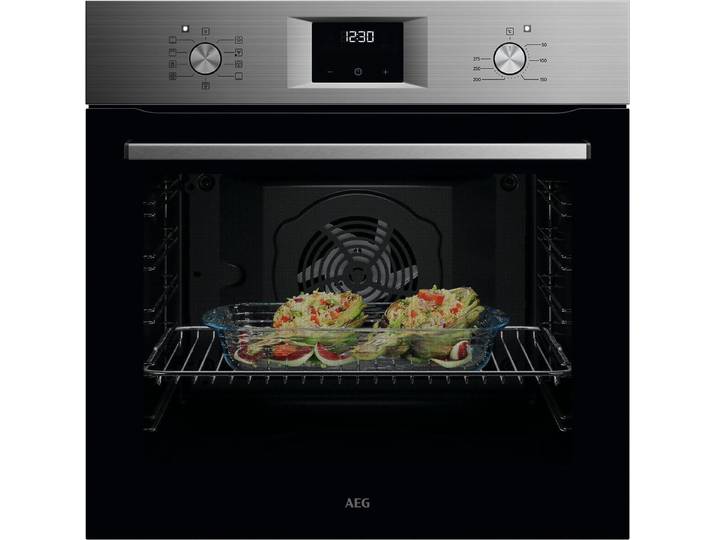 AEG Backofen 6000 OU5AB20ZSM, Aqua-Reinigungsfunktion, Heißluft: Gleichmäßiges Garen auf 3 Ebenen: ideal für Mehrblech‑Backen