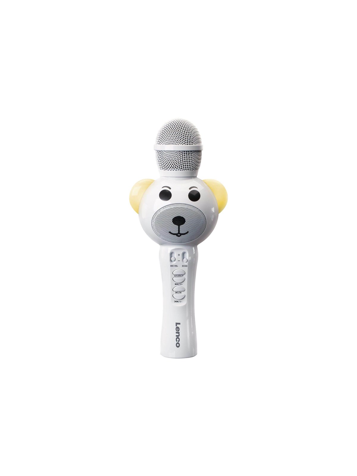Lenco BMC-060WH - Karaoke microphone with Bluetooth SD slot lights Aux out- White