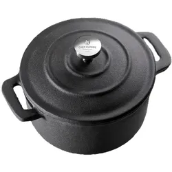 CHEF CUISINE Mini Cocotte/Salzfass 2er Set, Gusseisen, emailliert, mit Edelstahl-Knopf, ⌀ 10,5 x 5 cm