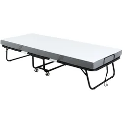 HOMCOM Gästebett 2-in-1 Klappbett mit Rollen klappbar Stahl+Schaumstoff
