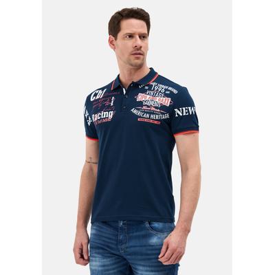 Poloshirt CIPO & BAXX, Herren, Gr. M, blau (navyblau), Jersey, Obermaterial: 95% Baumwolle, 5% Elasthan, bedruckt, regular fit normal, Rundhals, Bündchen kontrastfarben, Shirts