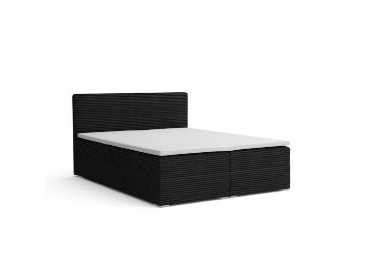 Deine Möbel 24 Boxbett LON III 160/200 in Cord Schwarz H4, Holz, H4, 160x200 cm, Schlafzimmer, Betten, Boxspringbetten