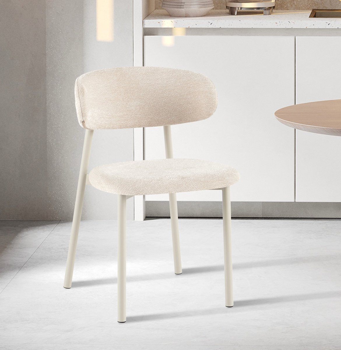 Rousseau Eetkamerstoel Beige met Metalen Onderstel