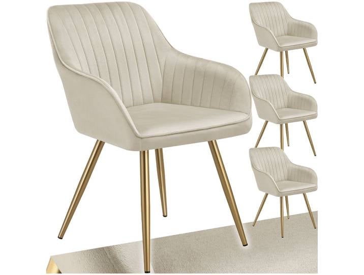 Stuhl Marilyn, Samtoptik, gesteppt - creme/gold, 4er Set