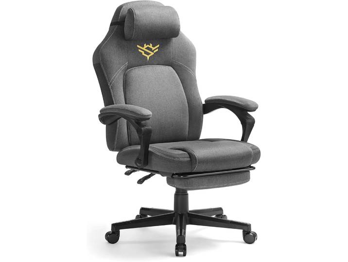 Ergonomischer Gaming-Stuhl mit Fussstütze und Kopfkissen
