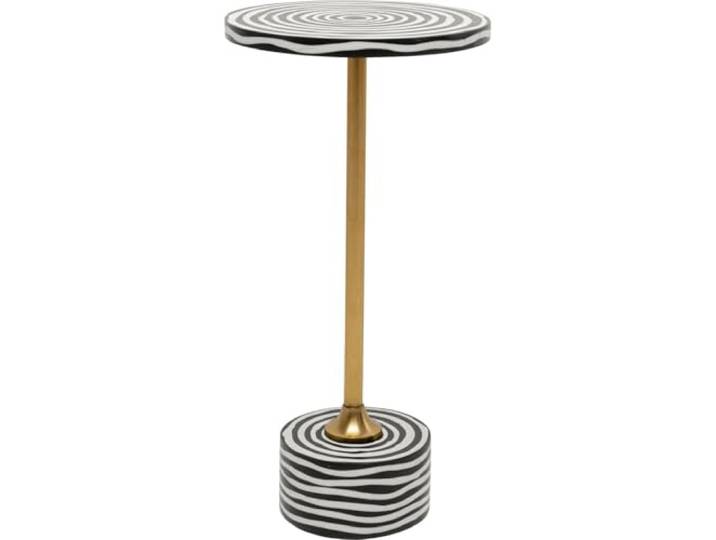 Kare Design Beistelltisch Domero Swirl, schwarz/weiß, Durchmesser 25 cm, rund, Couchtisch, Wohnzimmer, Nachttisch, Stahlgestell