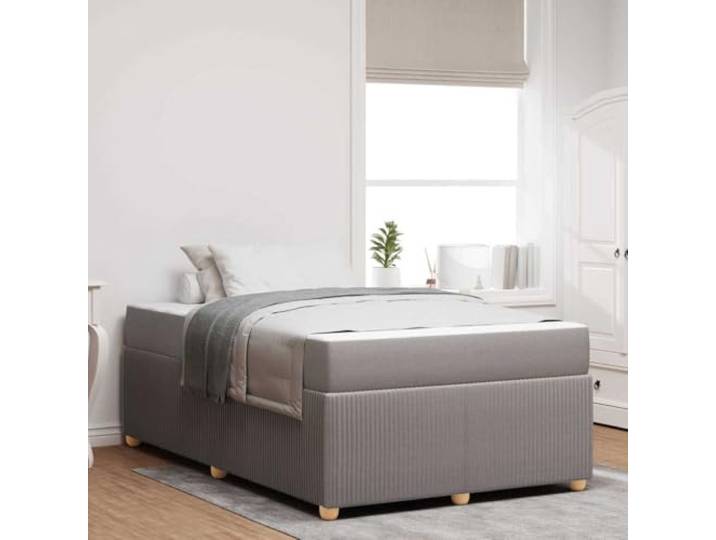 RJPLMFV Bettgestell mit Matratze, Taupe, 120 x 190 cm, Stoff Holzwerkstoff, Füße aus Kunststoff, Matratze, mittlere Härte, modernes Design, Lattenrost inklusive