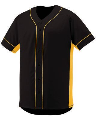 Augusta Sportswear 1660 Athletic Slugger Jersey T-Shirt in Black/Gold size Medium   Polyester