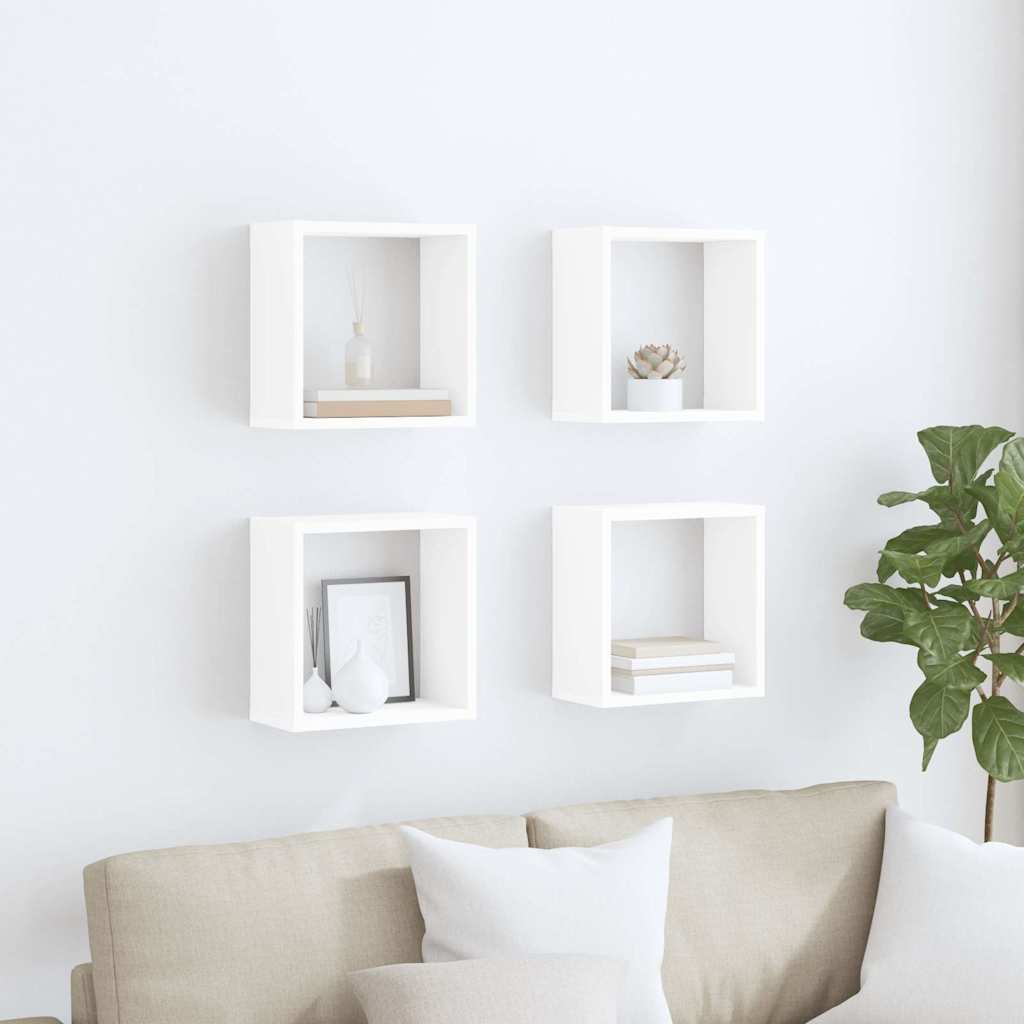 vidaXL Étagères cube murales 4 pcs blanc 30x15x30 cm