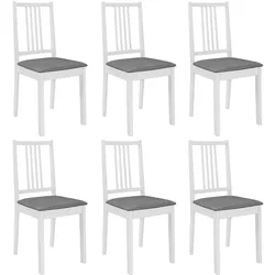 Décoshop26 - Set aus 6 Esszimmer-/Küchenstühlen mit Kissen weiß Massivholz CDS022954 CDS022954