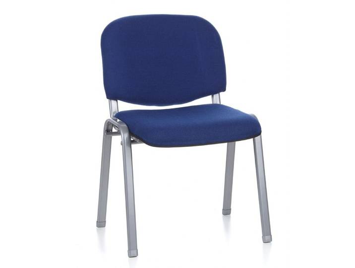 Chaise à quatre pieds - hjh OFFICE - XT 600 S - Argent/Bleu - Tissu
