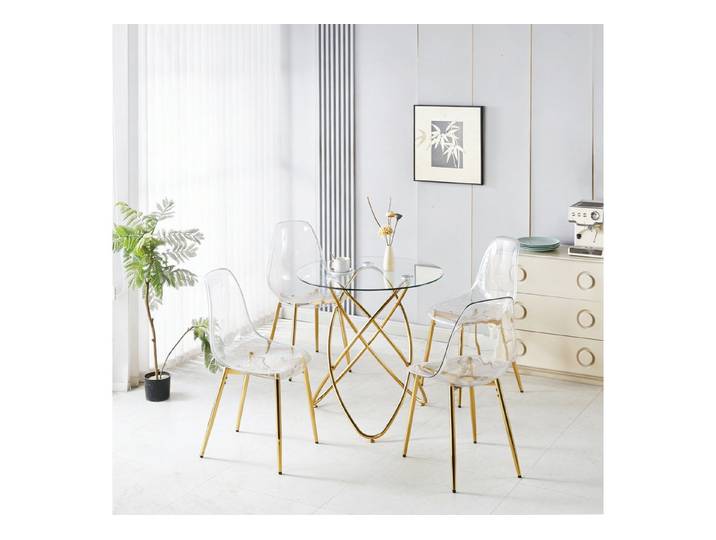 Celya Essgruppe 5-teiliges Modernes Design, (1 Tisch und 4 Stühle, Hochlehnen), harmonisch in Esszimmer, Wohnbereich oder Schlafzimmer ein