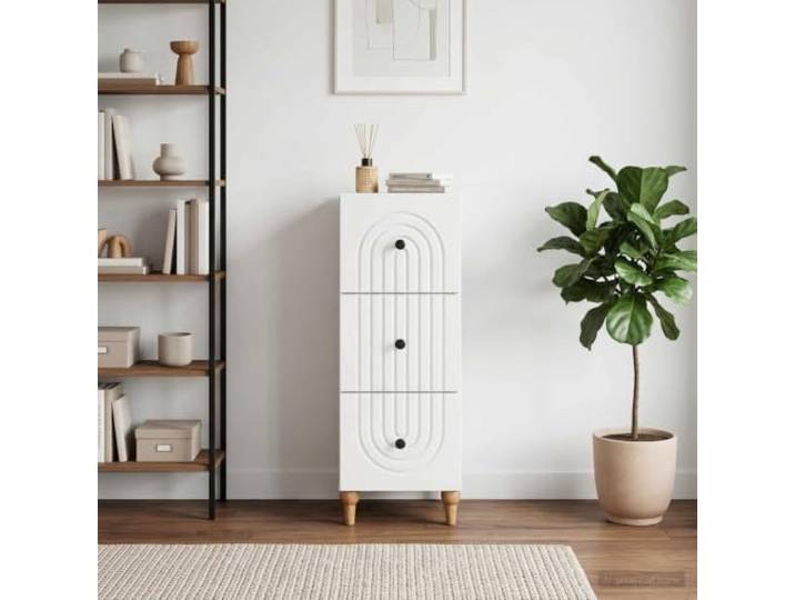 Schubladenschrank 33 x 34,5 x 90 cm Holzwerkstoff Vintage mit Schubladen Vintage-Design, Holzwerkstoff, Metallknöpfe, konische Beine, vielseitig, pflegeleicht
