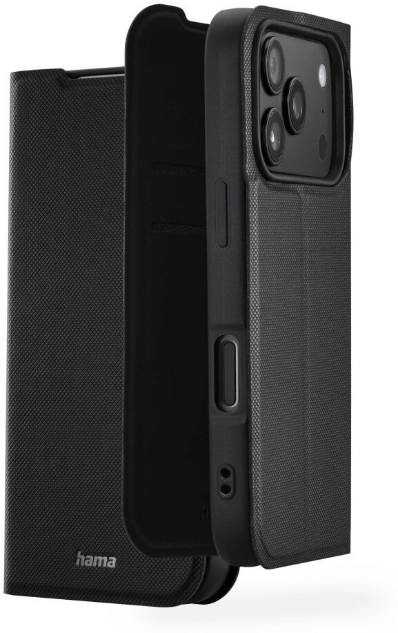 Hama Smartphone-Hülle "Handytasche für Apple iPhone 17 Pro 18 Pro mit Kartenfächern", schwarz, Apple iPhone 17 Pro, Hüllen, Magnetverschluss, Standfunktion, Kartenfächer, Kameraschutz, Smartphone-Hülle