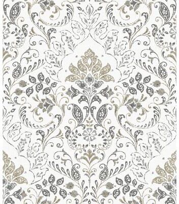 RoomMates Grey & Beige Persian Damask Peel and Stick Wallpaper