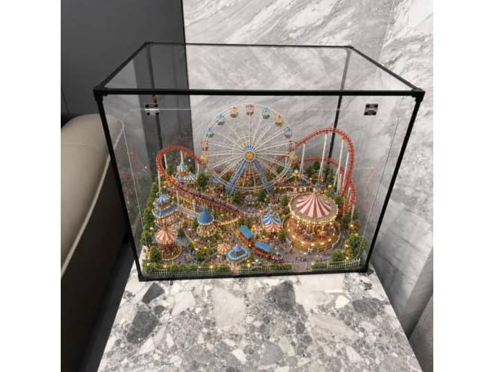 WLCGYD Stapelbare Quadratische Acryl-Vitrine Mit Schwarzem Aluminiumrahmen Transparente Vitrine, Fronttür Für Schnellen Zugriff, Wohnungsdeko, Für Sammlerstücke Und Staubschutz