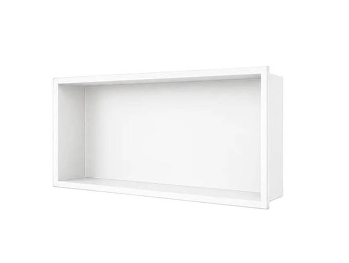 QAUUCP Einbauregal Wandnische Duschnische aus Edelstahl 24 x 12 4 Zoll, eingelassenes Wandregal, keine Fliesen erforderlich, Aufbewahrung im Badezimmer(Matte white)