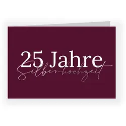Einladungskarte Silberhochzeit: Jubiläumszahl in Dunkelrot