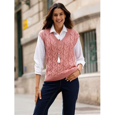 Pullunder INSPIRATIONEN "Pullunder", Damen, Gr. 40, rot (rosenholz), 50% Baumwolle, 50% Polyacryl, unifarben, Pullover Pullunder