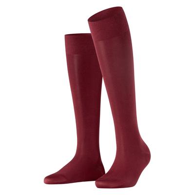 Kniestrümpfe FALKE "Cotton Touch", Damen, Gr. 39-42, rot (barolo), Baumwollmischung, unifarben, Socken Kniestrümpfe, feines, elegantes Erscheinungsbild, aus Baumwolle, atmungsaktiv
