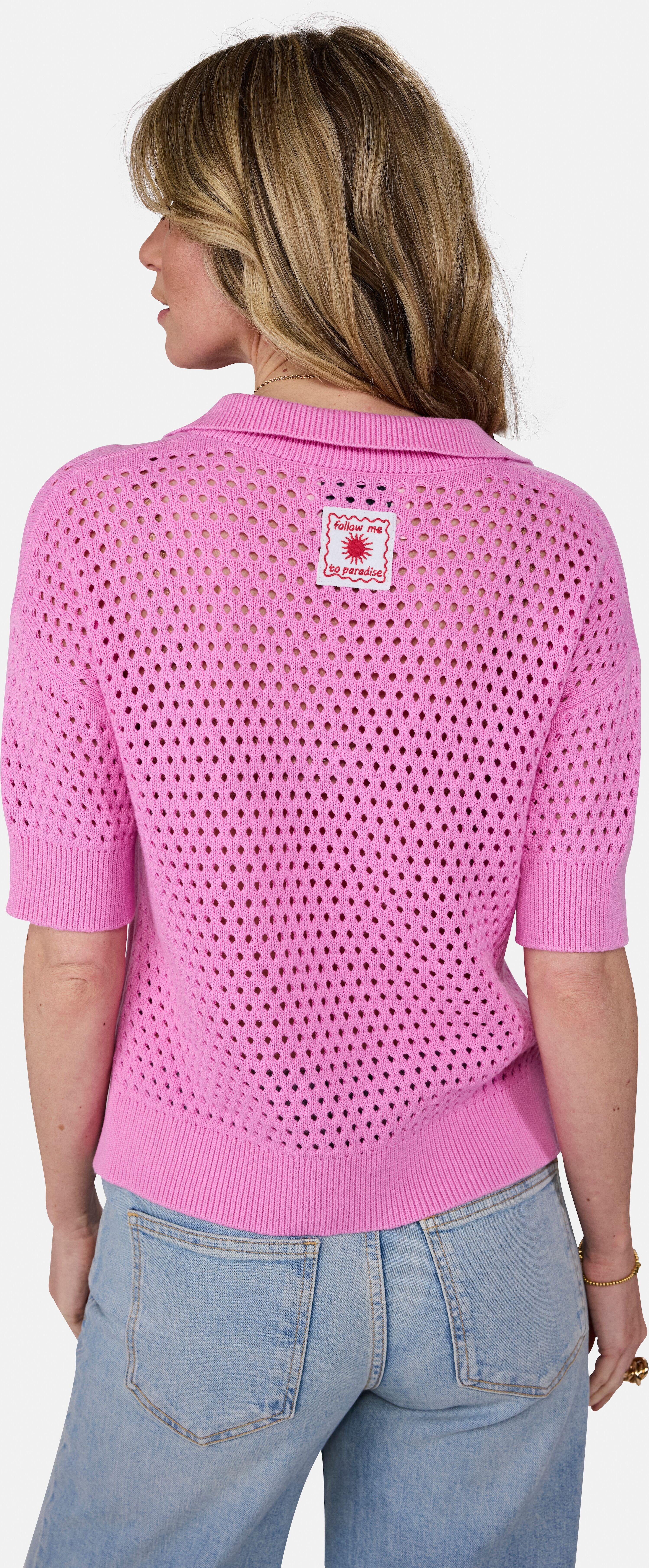 Strickpullover LIEBLINGSSTÜCK "PinsaL", Damen, Gr. 36, rosa (blush), Strick, Obermaterial: 100% Baumwolle, gemustert, Basic, V-Ausschnitt, Bündchen, Pullover Strickpullover, mit Polokragen blush 36