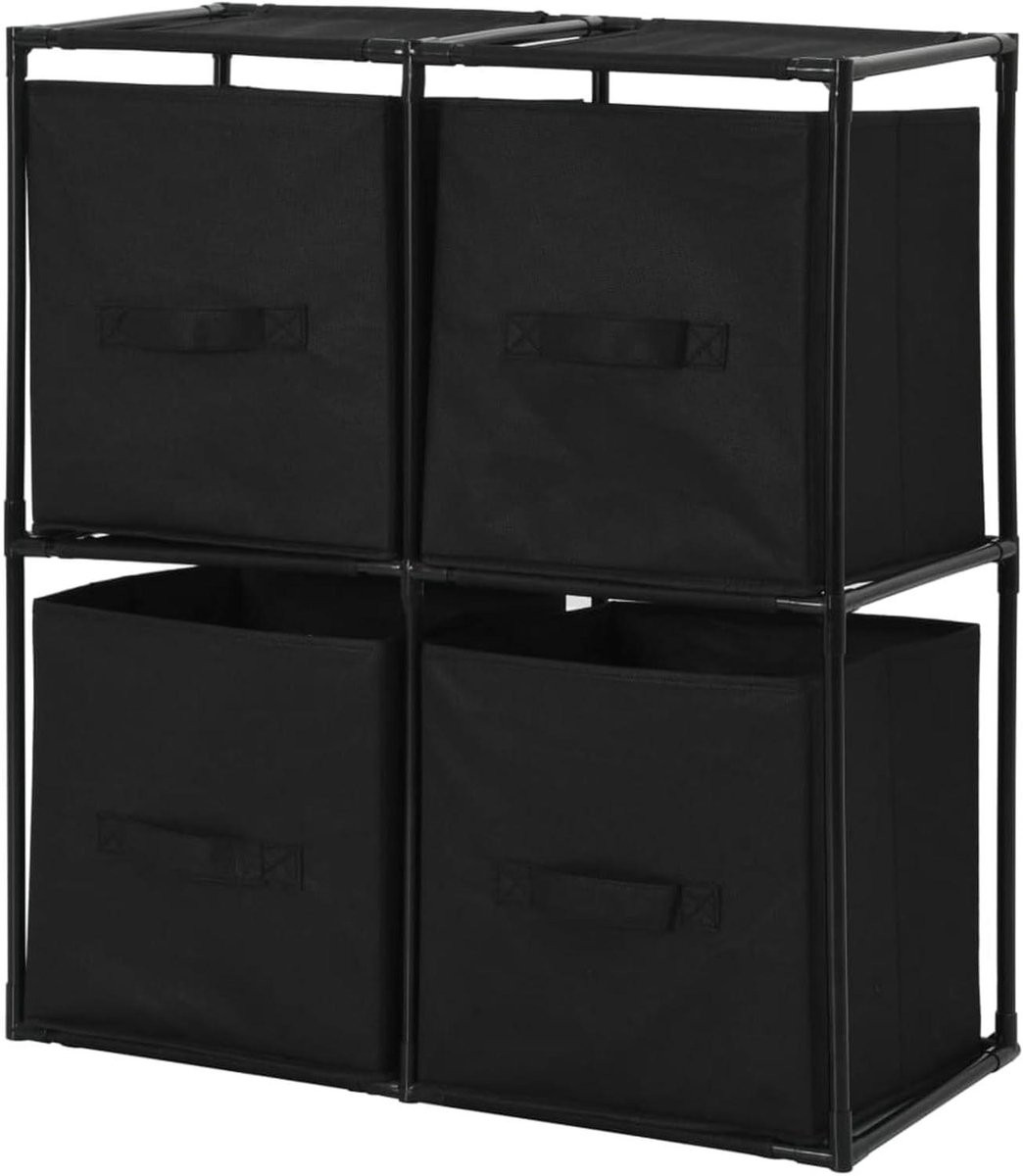 Moderne opbergkast met stoffen manden en stalen frame - B/D/H: 63 x 30 x 71 cm