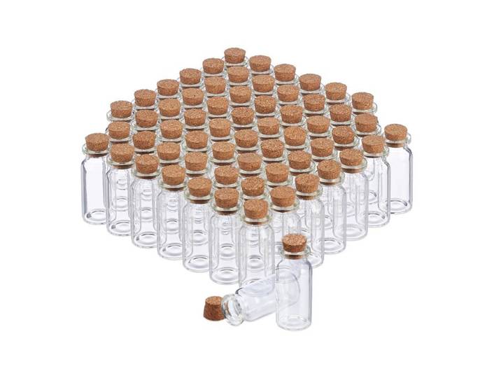 Relaxdays Lot de 240 flacons verre avec bouchon