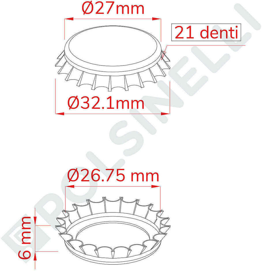 Polsinelli Bouchon couronne jeune ⌀26 BPA free (10000 pièces)