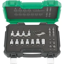 Fortis, Steckschlüssel + Stecknuss, Steckschlüsselgarnitur 1/4 Zoll und 1/2 Zoll 27 Teile