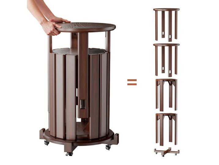Tabourets ronds empilables x4 – Design bois roulettes mobiles prêts à l'emploi idéaux pour maison ou chambre d'étudiant