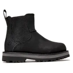 Timberland Unisex für Kinder. TB0A28P10011 Courma Chelsea-Lederstiefel (23), Schwarz, Wohnung, Reißverschluss, Klettverschluss, Lässig, Kind