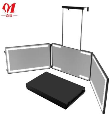 Fusion Finds LED Hair Cutting Mirror Trifold Self Haircut Mirror For Home Grooming & Makeup ring shaped Led