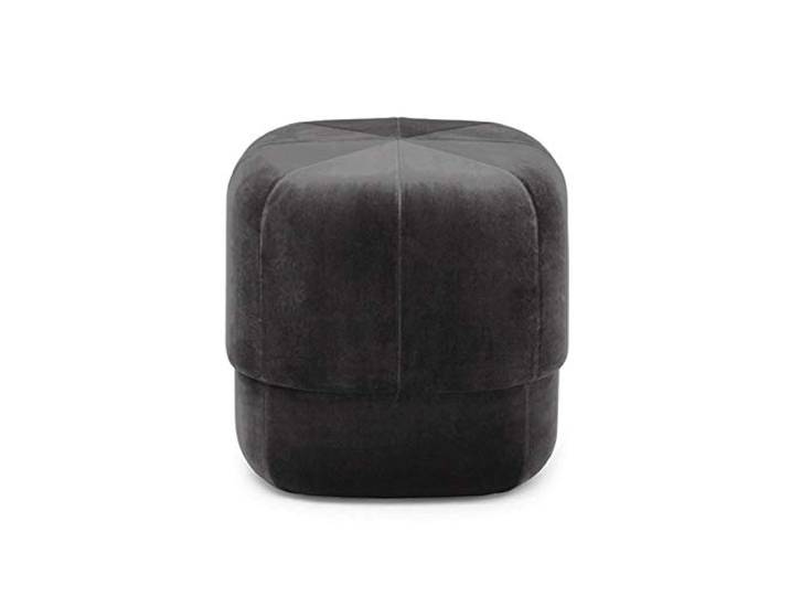 IXMLDAXD Der Stuhl, Soft Velvet Round Ottoman - Orange Padded Coffee Table Footstool for Living Room & Bedroom Extra Seating(Black,40x40x46cm(16x16x18inch))