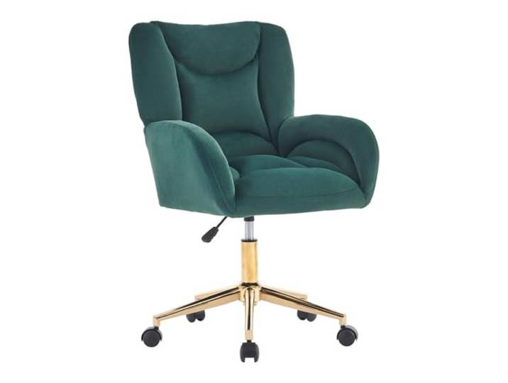 WEALTHOUSE Höhenverstellbarer Drehsessel Samtstoff Drehstuhl Bürosessel Homeoffice mit Schaumfüllung 360° Rollen Ergonomische Rückenlehne Einfacher Selbstaufbau Edles Metallgestell Wohnzimmer (grün)