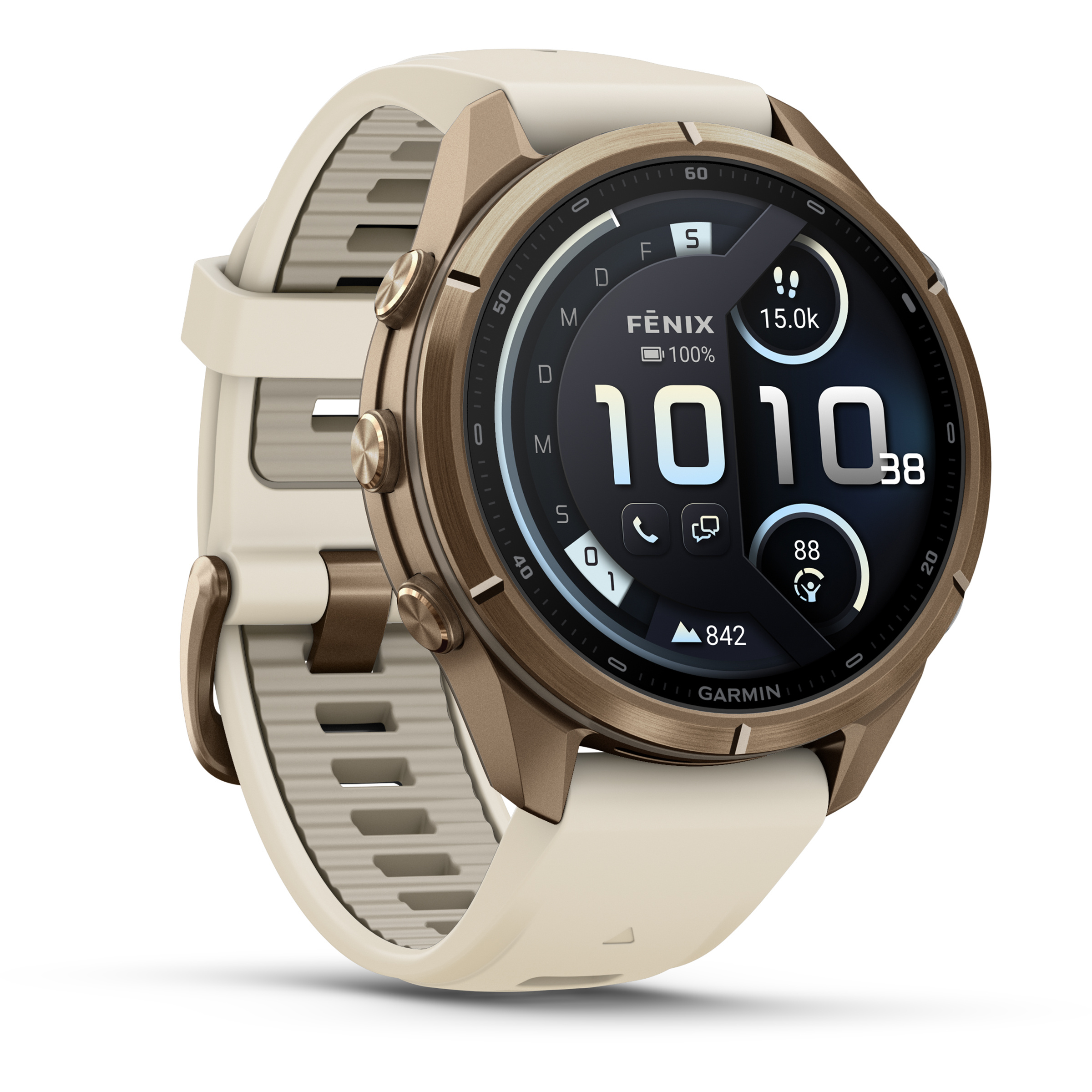Garmin Fenix 9 Pro inReach GPS-Uhr GPS Uhren beige Größe 43mm Laufen | Trailrunning | Training & Fitness