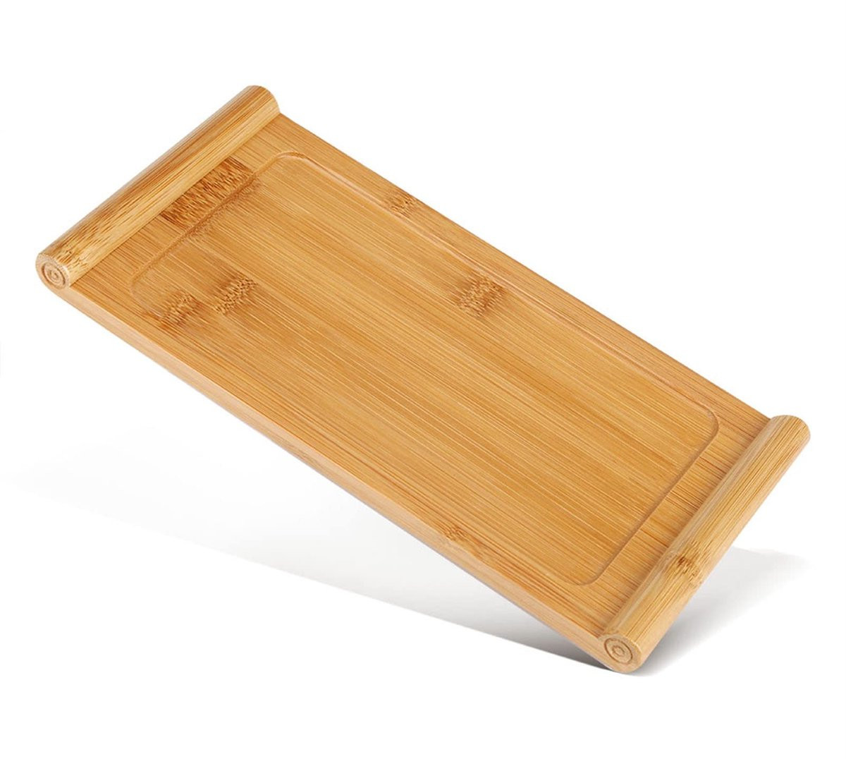 Multifunctioneel bamboe dienblad met handgrepen, rechthoekig, bruin