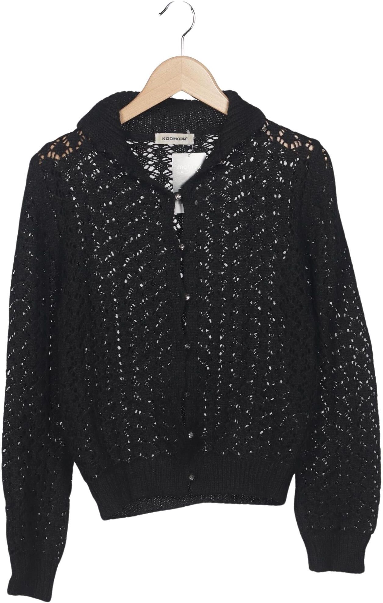 Kor@Kor Damen Strickjacke, Schwarz, Gr. S, Mohair / Synthetik / Schurwolle - Second Hand