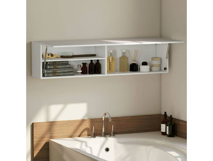 HOMCOM Meuble Mural Salle de Bain Blanc 120 cm avec Rangement