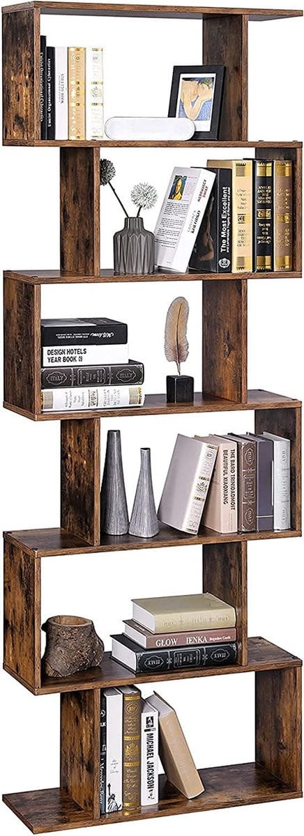 VASAGLE Boekenkast met 6 niveaus, vrijstaand, vintage bruin
