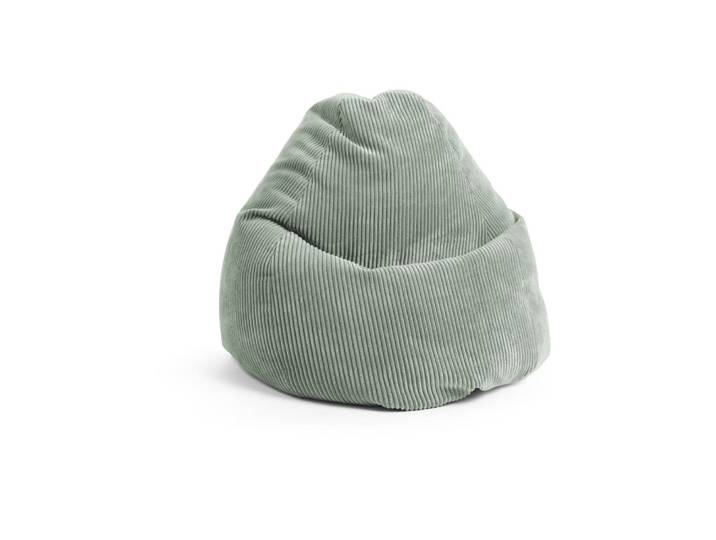 Pouf poire grand confort xl velours grosse cote sauge 70x110 cm