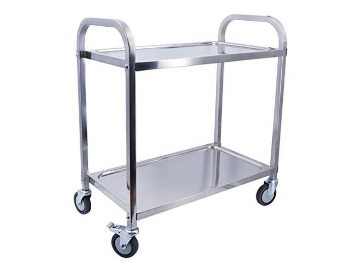 TAIMIKO Servierwagen Küchenwagen Mit Rollen Edelstahl Rollwagen 2 Ebenen 95 x 50 x 95cm, Restaurantwagen,servierwagen mit rollen