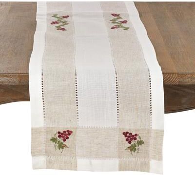 Saro Lifestyle Embroidered Table Runner With Grape Hemstitch Design