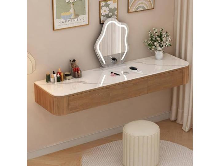 Wandkonsole Mit Schublade, Schminktisch Ohne Spiegel Massivholz, Hängende Konstruktion, Schubladen Zur Aufbewahrung, Ohne Spiegel, Schlafzimmer, Kleine Räume, Ankleidezimmer