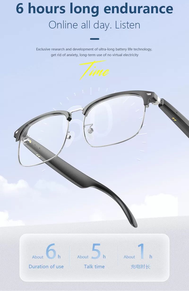 INF Lunettes Bluetooth à Traduction Tactile Intelligente